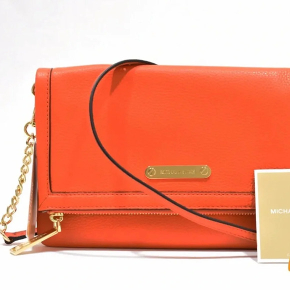 NWT Michael Kors Small Leather Crossbody Messenger - Mimosa - Picture 1 of 9